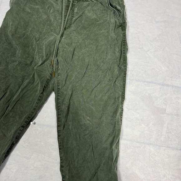 Loft Womens Cropped Jogger Pants Olive Green Drawstring Waist Pockets Size MP - Picture 6 of 16